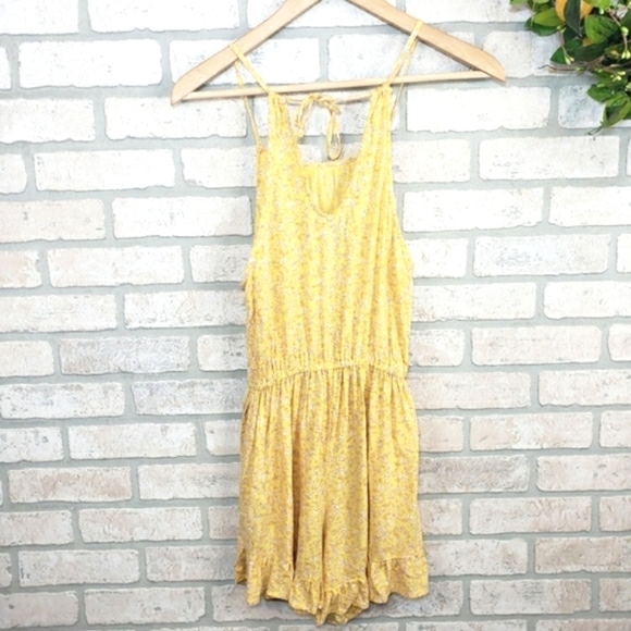 HOLLISTER Floral Sleeveless Romper Yellow Size XS - Picture 2 of 7